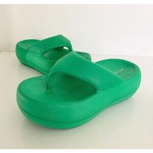 Jeffrey Campbell Chillaxin Puffy Platforms Slippers Rubber Y2k Green Women's 7